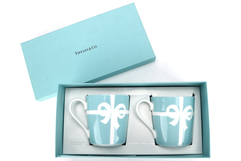 TIFFANY & CO. CUPS (1 PAIR) TIFFANY BLUE COLOR WITH WHITE RIBBON, WITH BOX