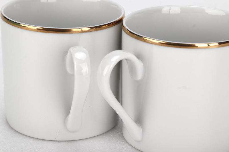 TIFFANY & CO. CUPS (1 PAIR) SMALL SIZE WHITE COLOR GOLD BAND, WITH BOX