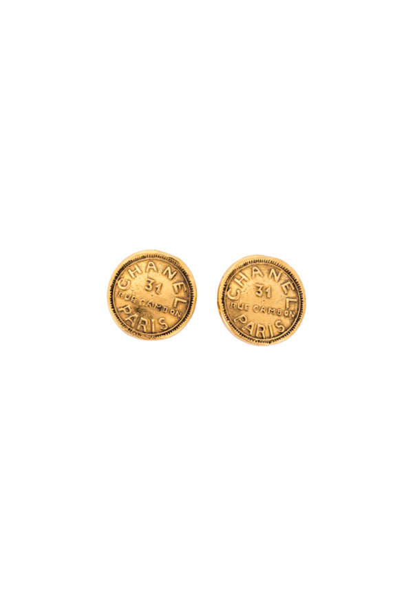 Chanel Vintage Rue Cambon Gold Plated Large Earrings, no Dust Cover & Box