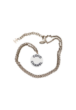 Chanel Coco Round White 07P Enamel Necklace