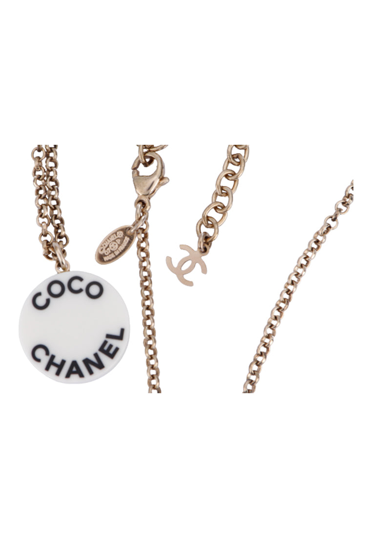 Chanel Coco Round White 07P Enamel Necklace