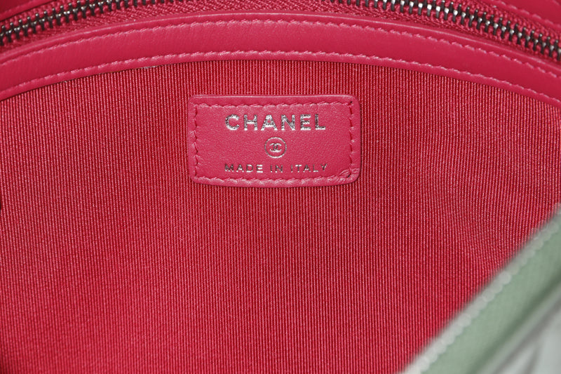 CHANEL GABRIELLE O CASE (2496xxxx) PM SIZE LIGHT GREEN CALF LEATHER, WITH  CARD & DUST COVER