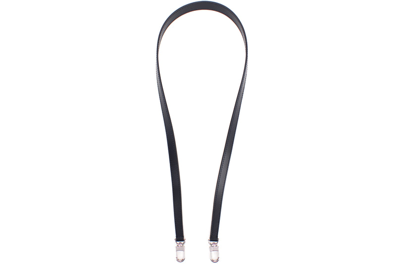 LOUIS VUITTON BLACK SMOOTH LEATHER SHOULDER STRAP SILVER HARDWARE, L 112CM, NO DUST COVER & BOX