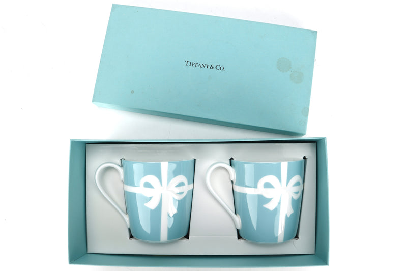 TIFFANY & CO. BLUE RIBBON MUG SET OF 2, WITH BOX