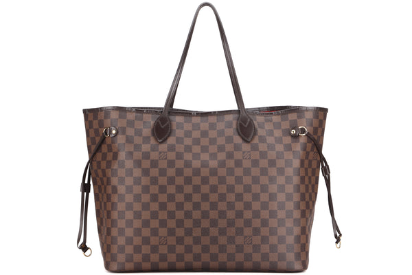 LOUIS VUITTON N41357 NEVERFULL (FL4050) GM DAMIER EBENE CANVAS GOLD HARDWARE, WITH DUST COVER