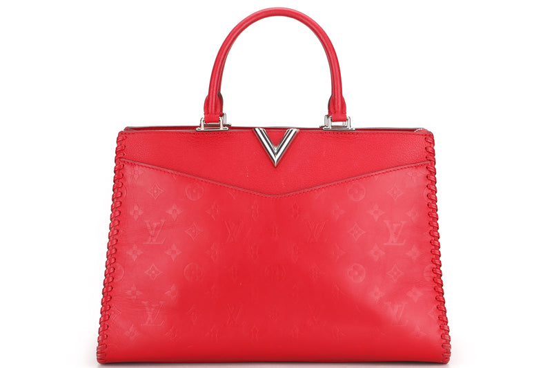 LOUIS VUITTON M54146 VERY ZIPPED 2 WAY TOTE BAG (DR2167) 34.5CM RUBY LEATHER SILVER HARDWARE, WITH KEYS, LOCK, STRAP, DUST COVER & BOX