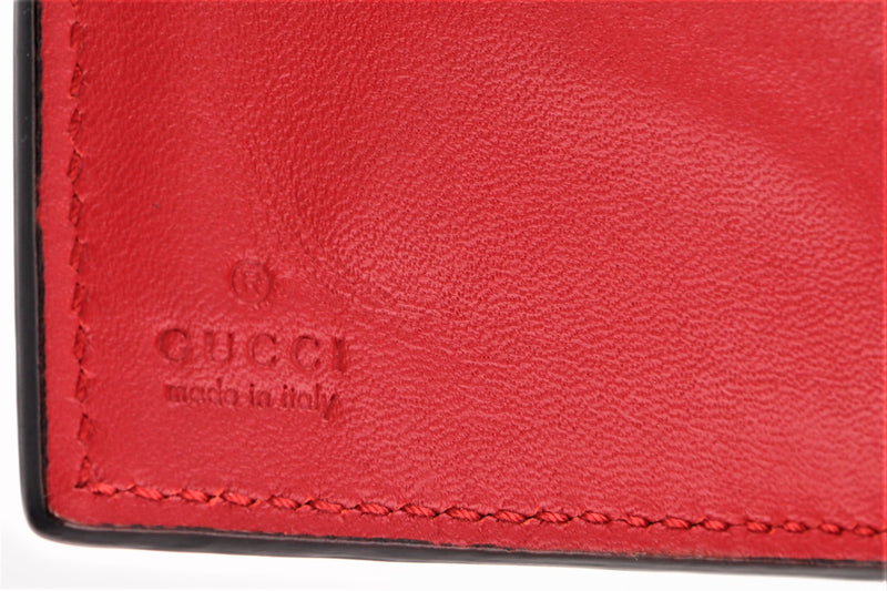 GUCCI 476081 2091 SLYVIE TRI-FOLD WALLET RED LEATHER GOLD HARDWARE, NO DUST COVER