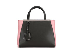 FENDI (8BH253 00P3D F0U47) PETITE 2JOURS (149-2461) VITELLO, VERDE PRATO, PINK & PAL COLOUR, WITH STRAP, CARD & DUST COVER