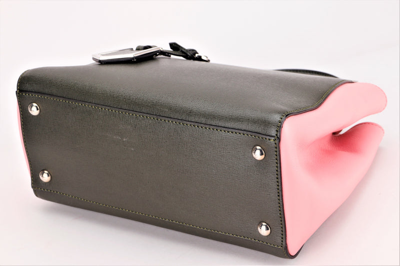 FENDI (8BH253 00P3D F0U47) PETITE 2JOURS (149-2461) VITELLO, VERDE PRATO, PINK & PAL COLOUR, WITH STRAP, CARD & DUST COVER
