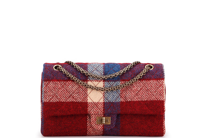 CHANEL REISSUE 2.55 28CM FALL WINTER 2015 (2175xxxx) WOOL, BRUSHED GOLD HARDWARE, WITH DUST COVER, NO CARD