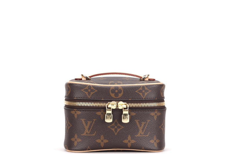 LOUIS VUITTON M44936 NICE NANO TOILETRY POUCH MONOGRAM CANVAS GOLD HARDWARE, WITH 3RD PARTY STRAP & DUST COVER