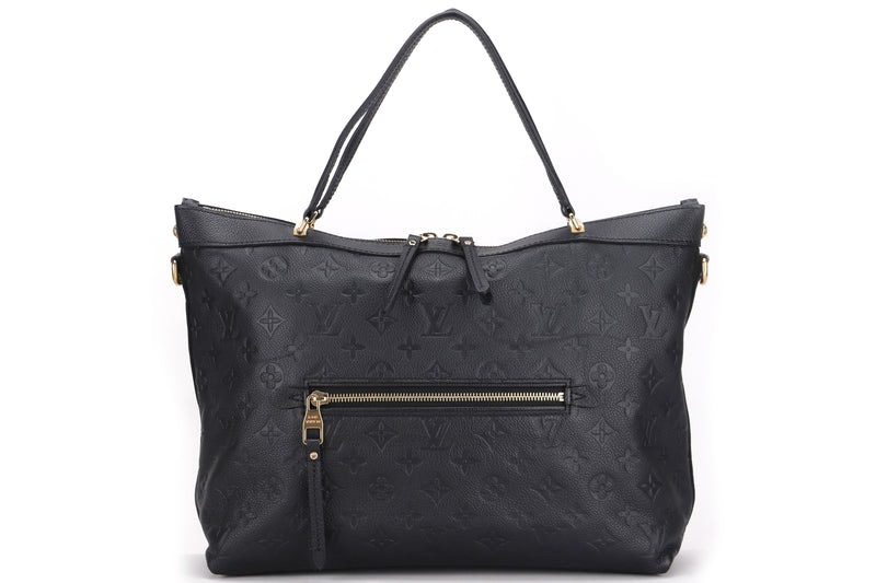 LOUIS VUITTON M41164 BASTILLE 2 WAY TOTE BAG (AR0185) MM BLACK EMPRIENTE LEATHER GOLD HARDWARE, WITH DUST COVER & BOX