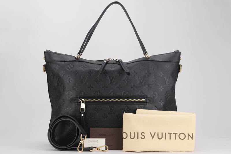LOUIS VUITTON M41164 BASTILLE 2 WAY TOTE BAG (AR0185) MM BLACK EMPRIENTE LEATHER GOLD HARDWARE, WITH DUST COVER & BOX