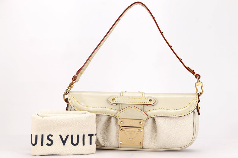 LOUIS VUITTON M91774 PRECIEUX ACCESSORY POUCH (AR1057) WHITE SUHALI LEATHER, WITH DUST COVER