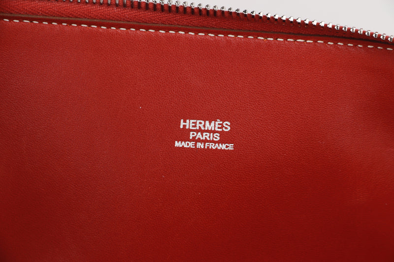 HERMES BOLIDE 34 (STAMP P) SANGUINE CLEMENCE LEATHER, WITH LOCK, KEYS, STRAP & DUST COVER