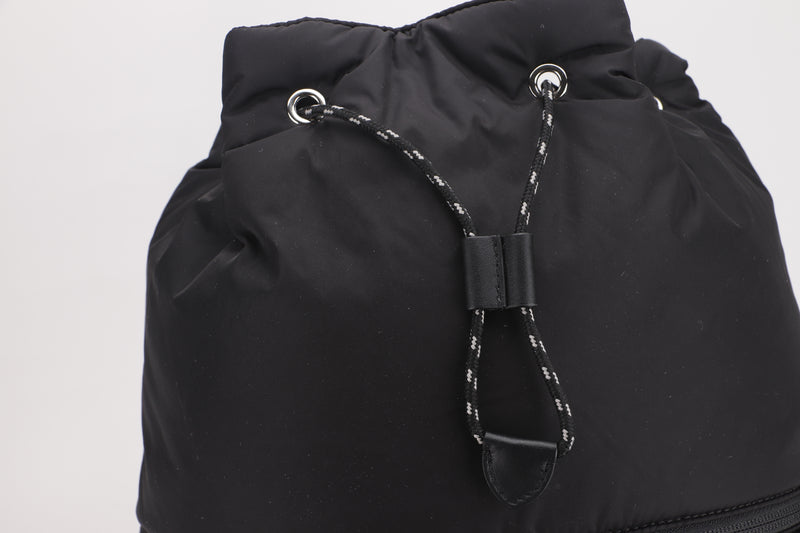 FENDI 7M0274 AD1D MONSTER EYES EXPANDABLE DRAWSTRING BACKPACK, BLACK NYLON, WITH DUST COVER