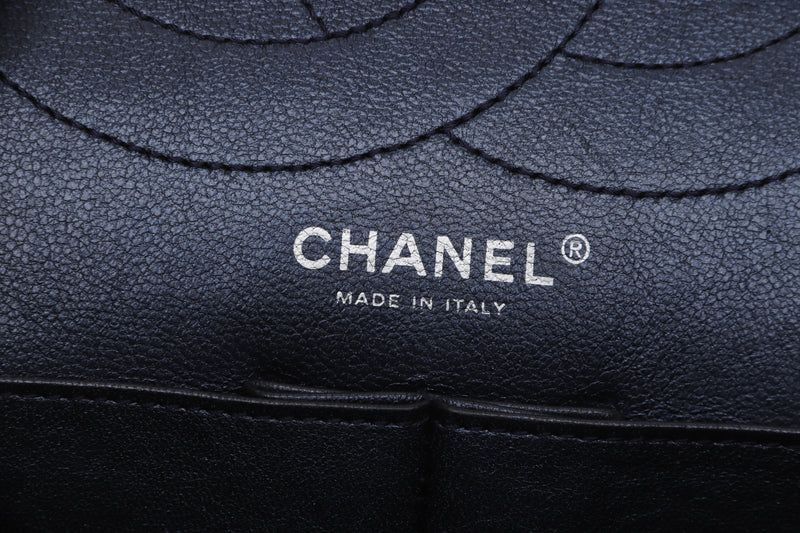 CHANEL REISSUE 227 DISTRESSED (1244xxxx) METALLIC BLUE DISTRESSED LEATHER, RUTHENIUM HARDWARE, WITH DUST COVER, NO CARD