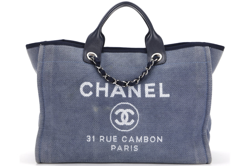 chanel deauville tote black and white