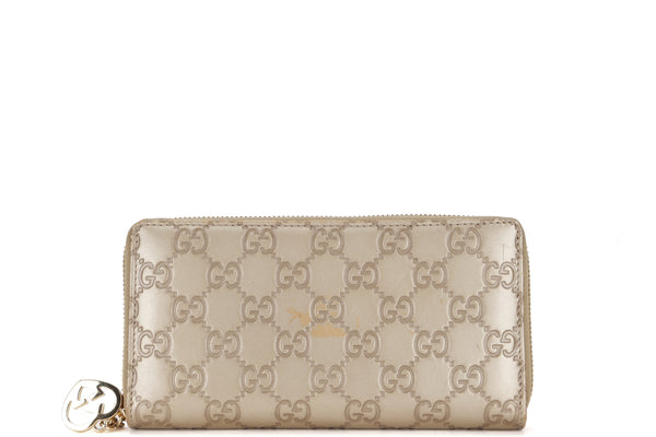 GUCCI 282247 534633 GUCCISSIMA METALLIC LEATHER LONG ZIP WALLET GOLD HARDWARE, NO DUST COVER & BOX