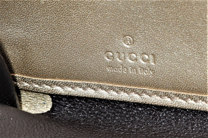 GUCCI 282247 534633 GUCCISSIMA METALLIC LEATHER LONG ZIP WALLET GOLD HARDWARE, NO DUST COVER & BOX