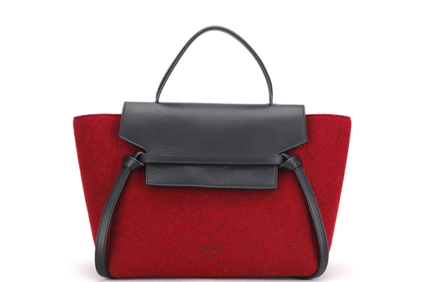 CELINE MINI BELT BAG RED SUEDE, WITH STRAP & DUST COVER