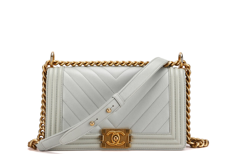 Chanel Grey Medium Boy Bag  Oliver Jewellery