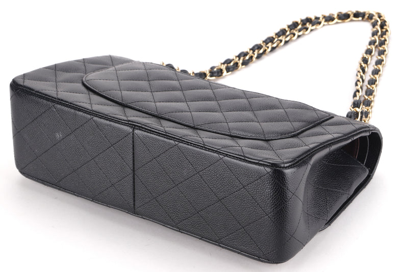 CHANEL CLASSIC FLAP (1909xxxx) JUMBO BLACK CAVIAR GOLD HARDWARE, WITH CARD, NO DUST COVER & BOX