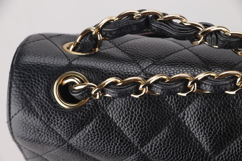 CHANEL CLASSIC FLAP (1909xxxx) JUMBO BLACK CAVIAR GOLD HARDWARE, WITH CARD, NO DUST COVER & BOX
