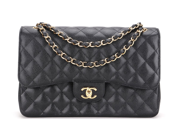 CHANEL CLASSIC FLAP (2679xxxx) JUMBO BLACK CAVIAR LEATHER GOLD HARDWARE, WITH CARD, DUST COVER & BOX