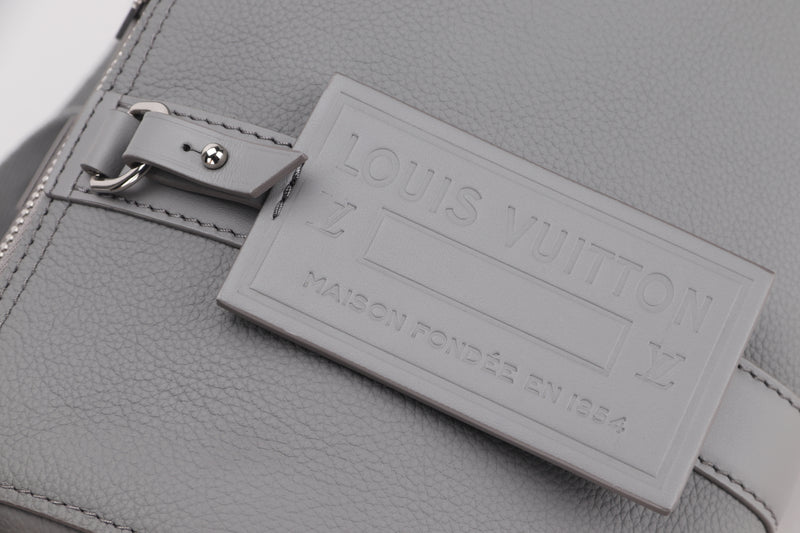 LOUIS VUITTON M59328 CITY KEEPALL GRAY AEROGRAM LEATHER SILVER HARDWARE, WITH STRAP & DUST COVER