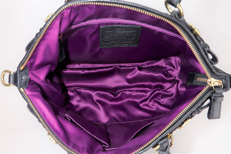 COACH MADISON BAG (F1282-18620) 35CM BLACK GATHERED LEATHER GOLD HARDWARE, WITH STRAP, NO DUST COVER