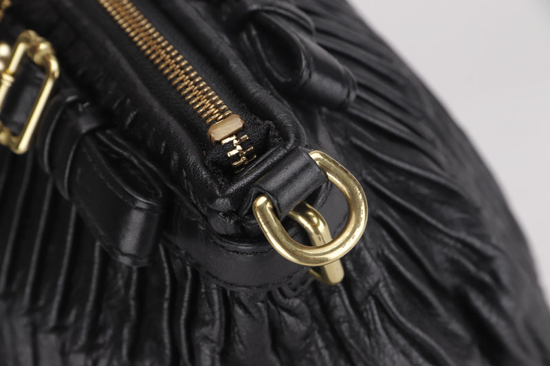 COACH MADISON BAG (F1282-18620) 35CM BLACK GATHERED LEATHER GOLD HARDWARE, WITH STRAP, NO DUST COVER