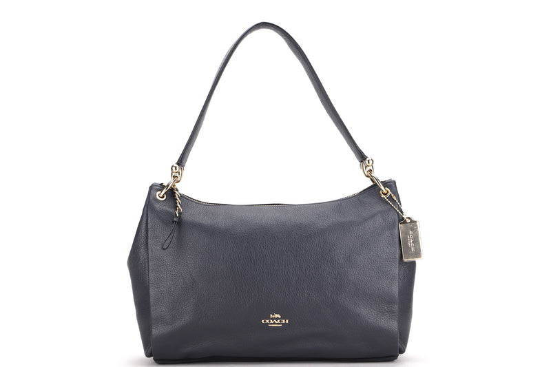 COACH HANDBAG (F1881-F28966) LARGE DARK GREY LEATHER GOLD HARDWARE, WITH STRAP, NO DUST COVER