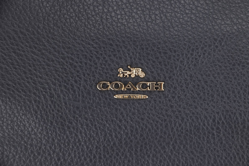 COACH HANDBAG (F1881-F28966) LARGE DARK GREY LEATHER GOLD HARDWARE, WITH STRAP, NO DUST COVER