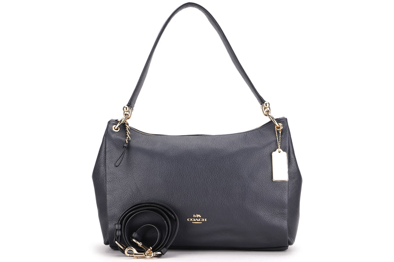 COACH HANDBAG (F1881-F28966) LARGE DARK GREY LEATHER GOLD HARDWARE, WITH STRAP, NO DUST COVER
