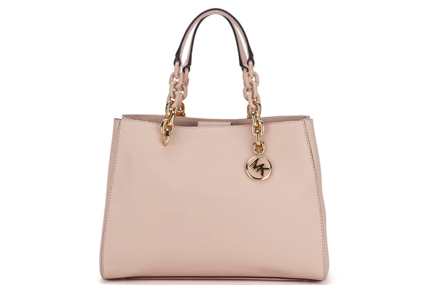 MICHEAL KORS CYNTHIA SATCHEL TOP HANDLE LARGE PINK GOLD HARDWARE, WITH STRAP & DUST COVER