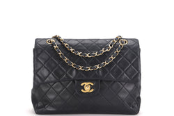 CHANEL VINTAGE CLASSIC FLAP SQUARE (157xxxx) W25CM, BLACK LAMBSKIN GOLD HARDWARE, WITH CARD & DUST COVER