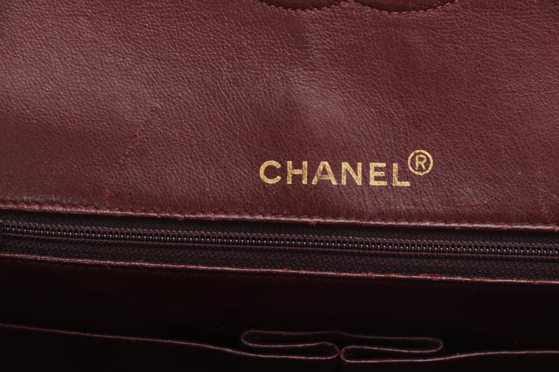 CHANEL VINTAGE CLASSIC FLAP SQUARE (157xxxx) W25CM, BLACK LAMBSKIN GOLD HARDWARE, WITH CARD & DUST COVER