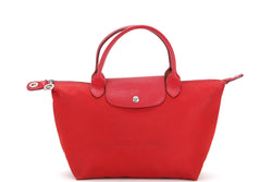 LONGCHAMP TOTE RED MEDIUM SILVER HARDWARE, WITH STRAP, NO DUST COVER