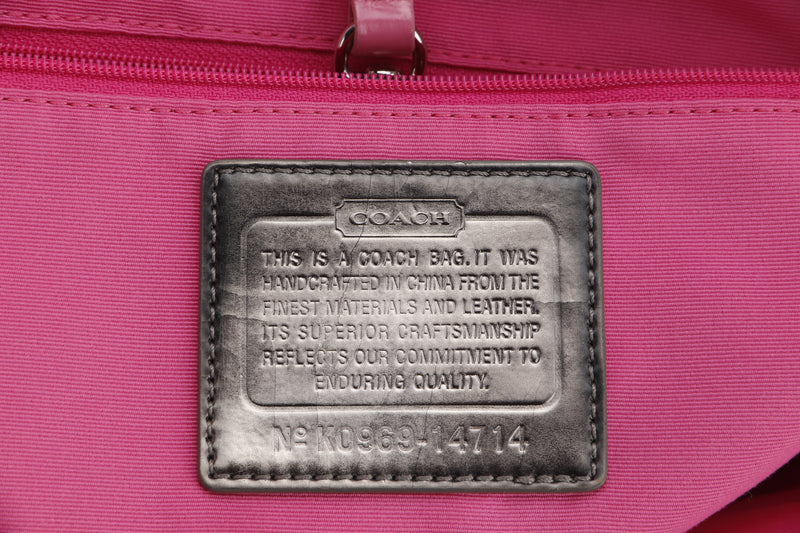 COACH K0969-14714 POPPY TOTE BAG, PINK CANVAS SILVER HARDWARE, WITH DUST COVER
