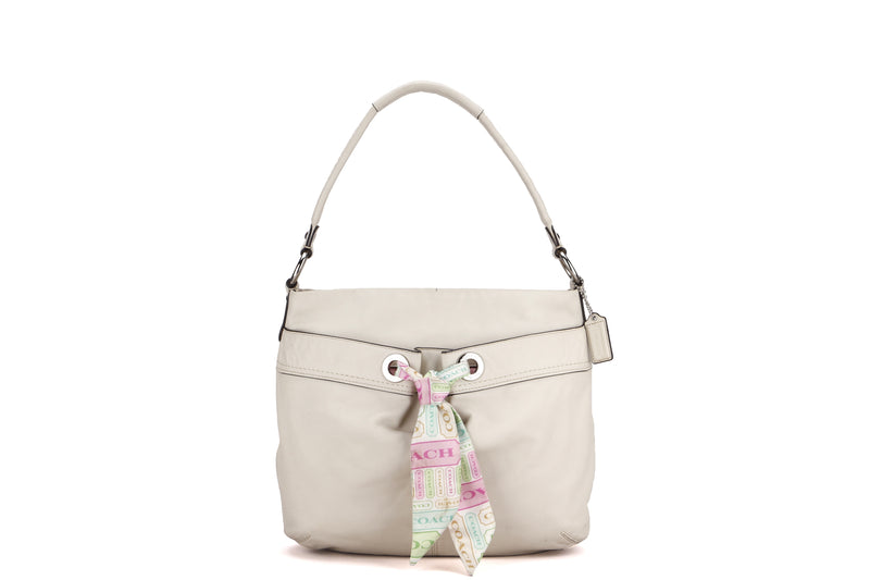 COACH G0982-F13557 SOFT HOBO CREAM LEATHER SILVER HARDWARE, WITH DUST COVER