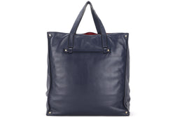 VALENTINO VERTICAL TOTE BAG LARGE BLUE LEATHER SILVER HARDWARE, NO DUST COVER