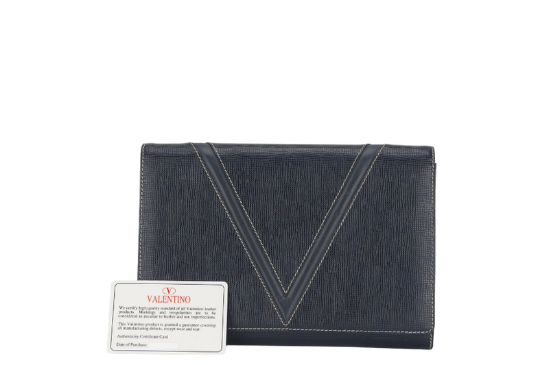 VALENTINO CLUTCH BLUE CALF LEATHER WITH CARD