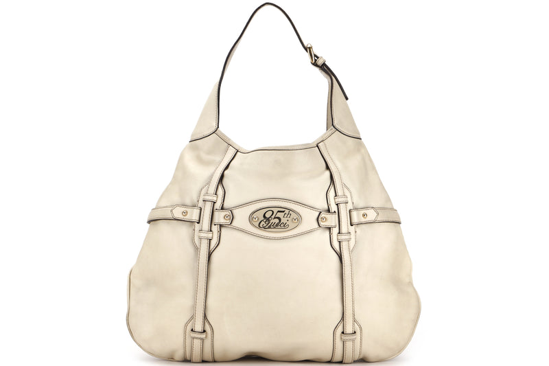 GUCCI 162859 493492 HORSEBIT HOBO LARGE CREME LEATHER GOLD HARDWARE, NO DUST COVER