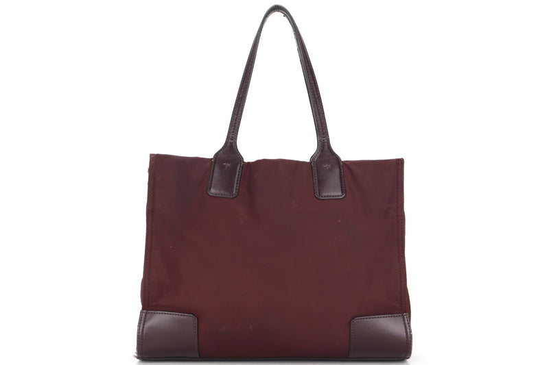 TORY BURCH SHOULDER BAG MAROON NYLON GOLD HARDWARE, NO DUST COVER