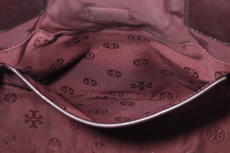 TORY BURCH SHOULDER BAG MAROON NYLON GOLD HARDWARE, NO DUST COVER