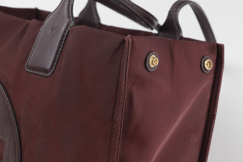 TORY BURCH SHOULDER BAG MAROON NYLON GOLD HARDWARE, NO DUST COVER