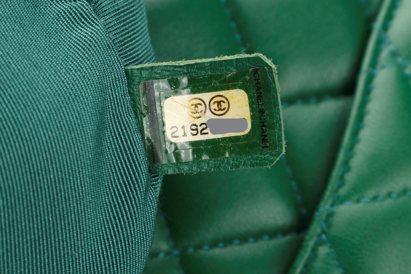 CHANEL CHAIN BACKPACK (2192xxxx) GREEN LAMBSKIN LIGHT GOLD HARDWARE, WITH CARD & BOX, NO DUST COVER