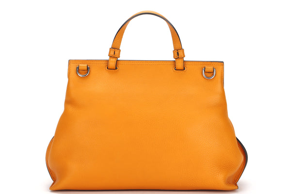 GUCCI BAMBOO DAILY TOP HANDLE BAG (392013 001998) MEDIUM TANGERINE COLOR SILVER HARDWARE, WITH STRAP, NO DUST COVER