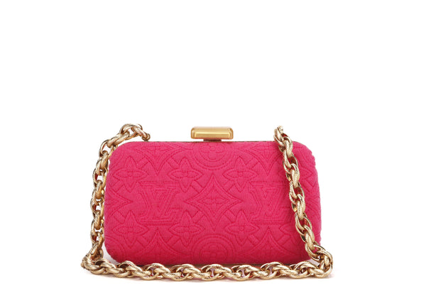 LOUIS VUITTON M95898 BLEECKER CLUTCH SMALL PINK CLOTH (PL1059) GOLD HARDWARE, NO DUST COVER & BOX